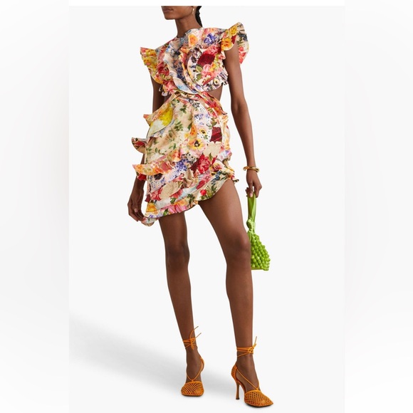 Zimmermann Dresses & Skirts - ZIMMERMANN
Open-back ruffled floral-print linen and silk-blend mini dress